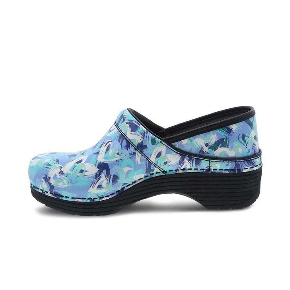 Dansko LT Pro Nurse Clog Shoes Blue Heart Patent, Size EU/42 = Men's US/8.5-9